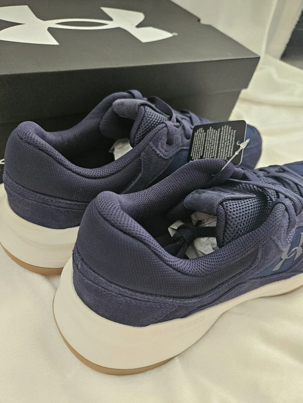 NWT Under Armour UA Edge Suede Mens 13 Navy Blue Charged Sneakers